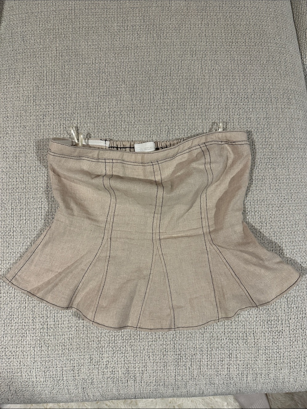Zara Beige Strapless Peplum Skirt